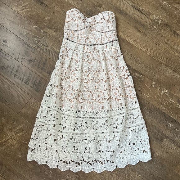 Just Me Dresses & Skirts - Just Me White Lace Midi Dress